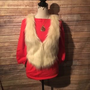 Cream faux fur vest